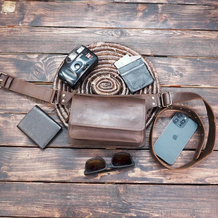 Buy Handmade Leather Belt Bag: Gemstone Fanny Pack, Boho Festival Style Online in USA