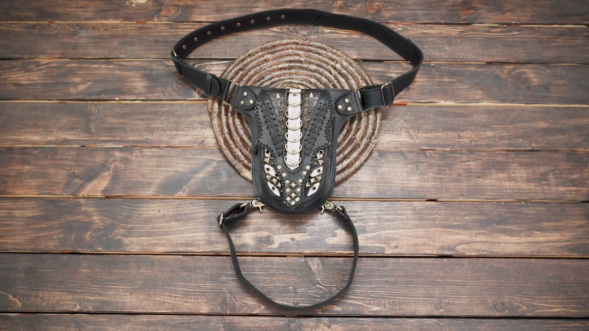 Handmade Black Leather Holster Belt Steampunk Leather (LT-AB-WBTS-6001)