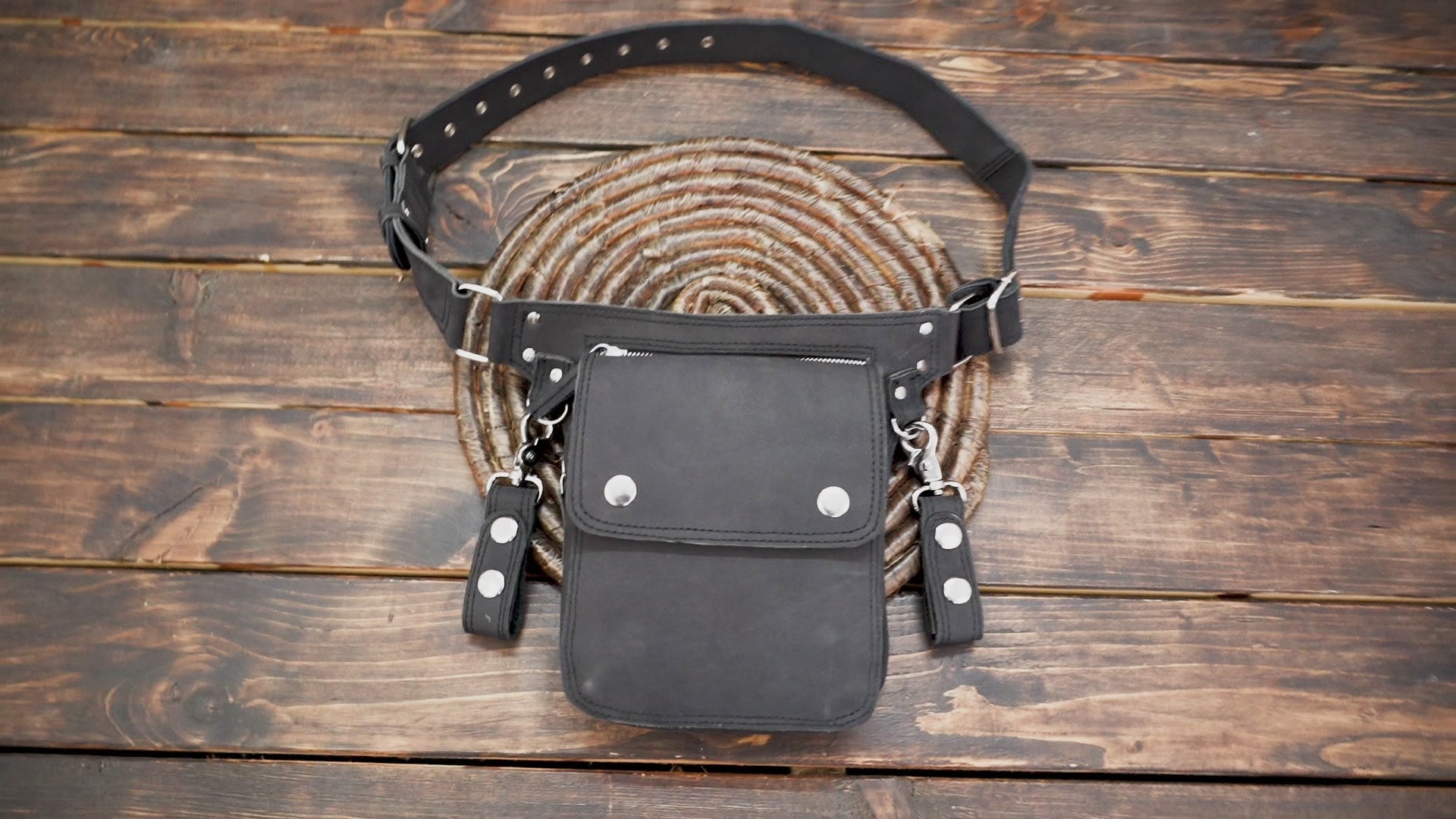 Black Leather Waist  Belt  Handmade Utility Belt (LT/NS/WB/6019)