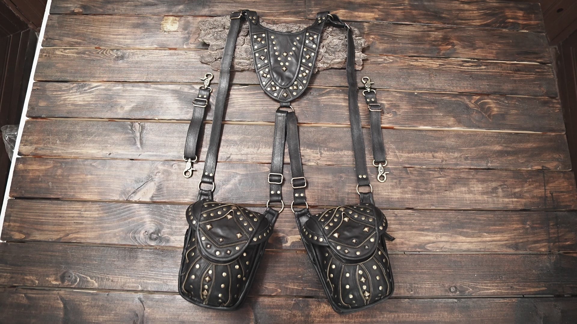  Leather Holster Bag Leather Shoulder Bag Leather Festival Bag Burning man Leather Double Holster Harness Bag 