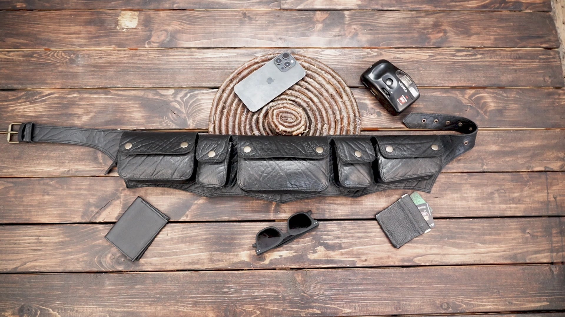 Festival Leather Waist Pouch – Steampunk Gothic Multi-Pocket Belt