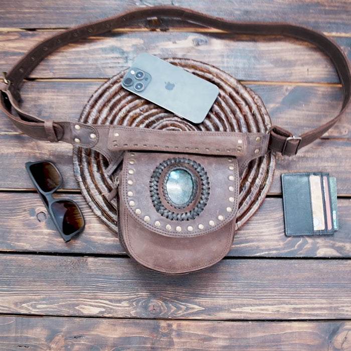 Boho festival leather utility belt for men and women