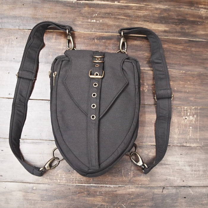 Adjustable strap cotton holster bag with brass details
