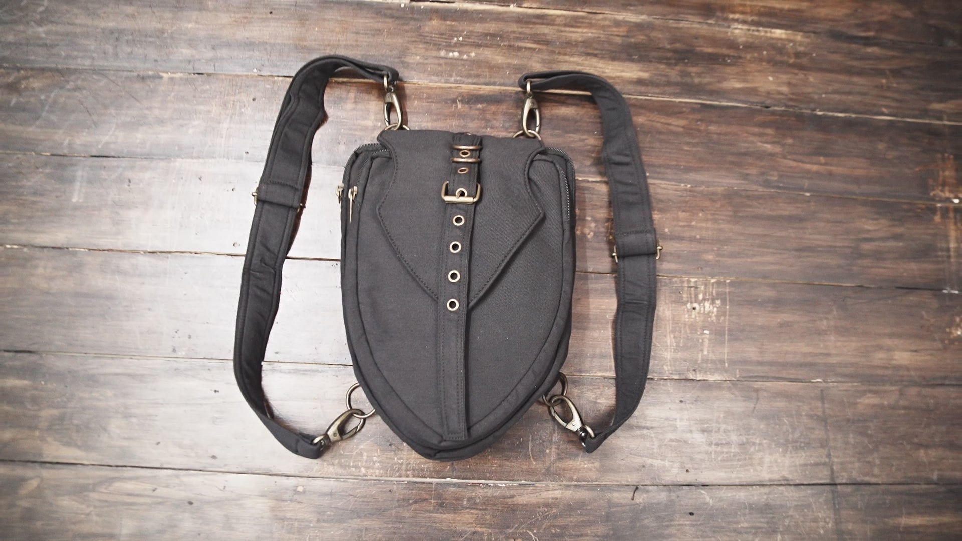 Adjustable strap cotton holster bag with brass details
