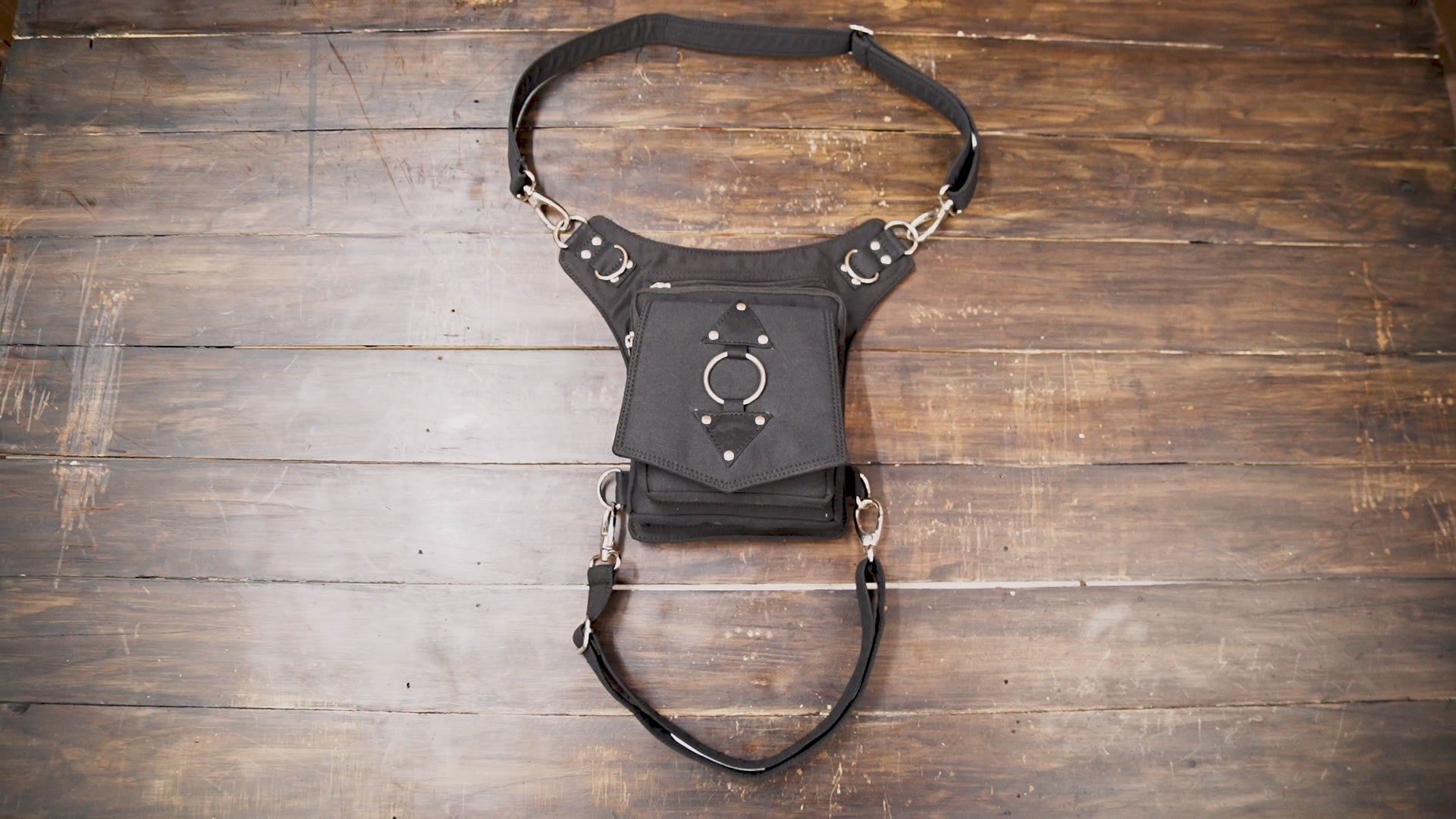 Cotton utility waist thigh bag with metal ring design
