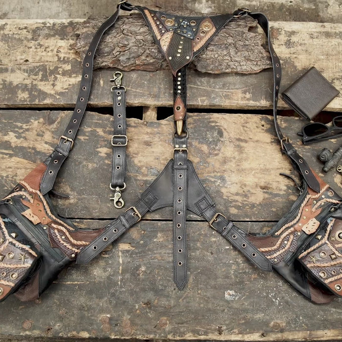 Festival Utility Bag , Harness Crossbody Bag, Boho Rave Hip Bag , Steampunk Shoulder Bag , Unisex Pocket Bag for Travel & Festivals