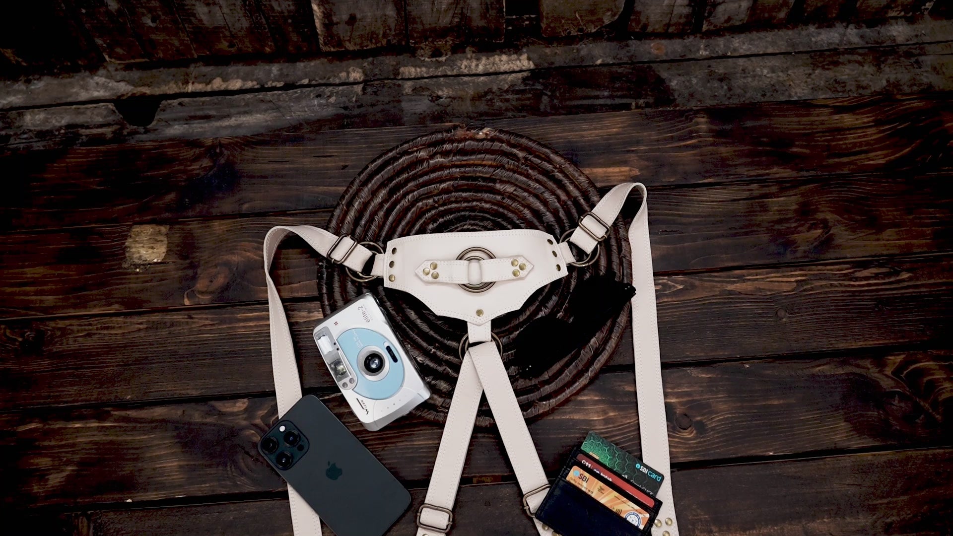 Buy Handmade Leather Holster Belt With Dual Utility Pouches, Steampunk Festival Leather Harness Belt storge 