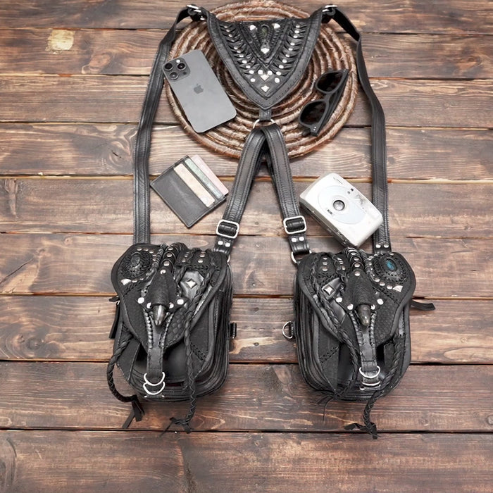 REAL LEATHER labradorite GEMSTONE Shoulder Holster Bag, Leather Handmade, Leather Shoulder  WITH BLACK LEATEHR 