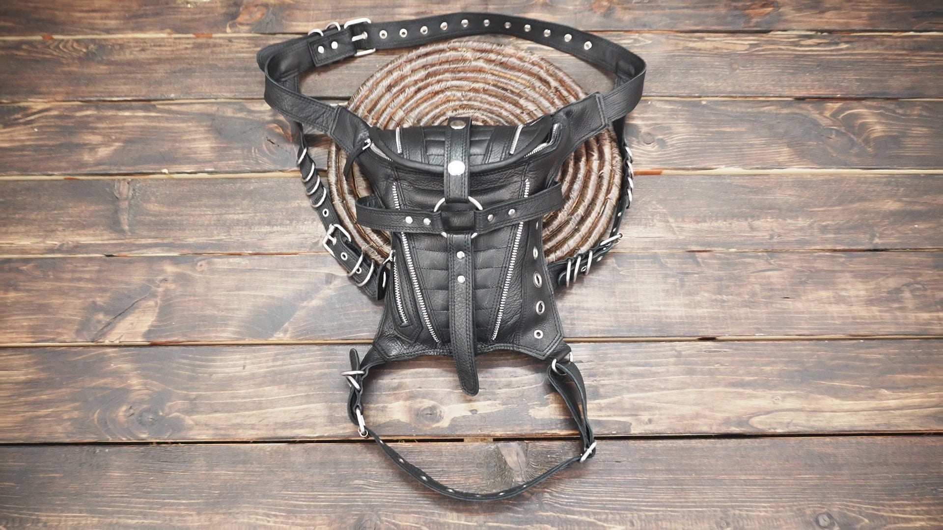  Black Leather Shoulder Holster and Hip Bag  with zipper 