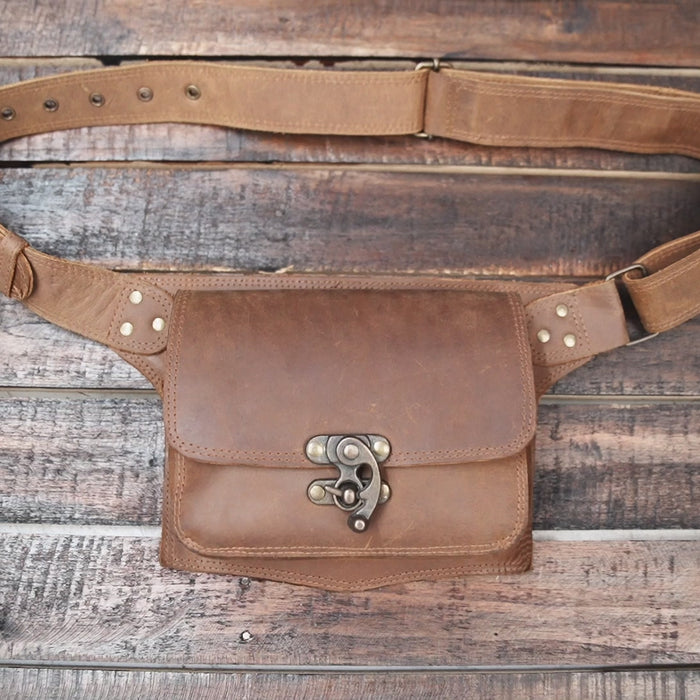 Handmade Leather Waist Belt – Steampunk Festival Hip Pouch