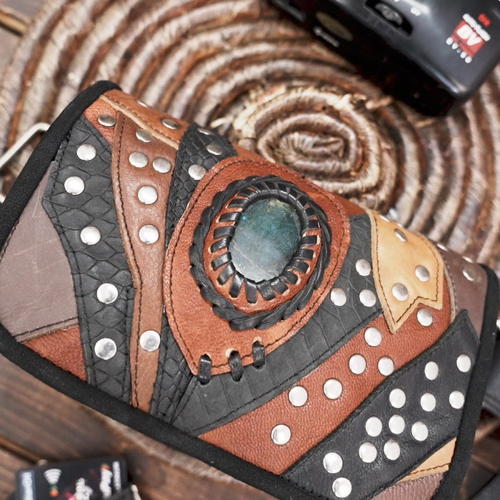 Multicolor Leather Waist Pouch – Steampunk, Boho & Gothic Festival Belt Bag