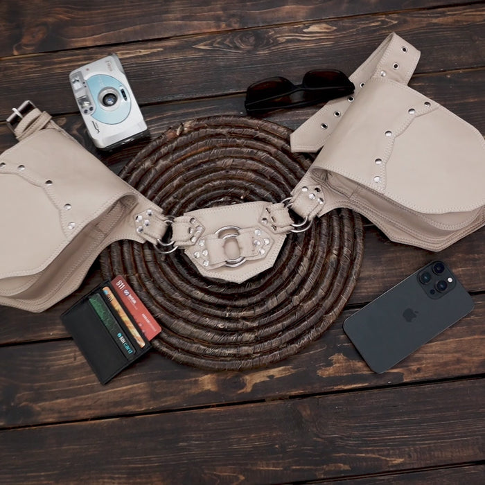 Buy Handmade Leather Waist Thigh Belt || With Nickle Silver with off white creativity 