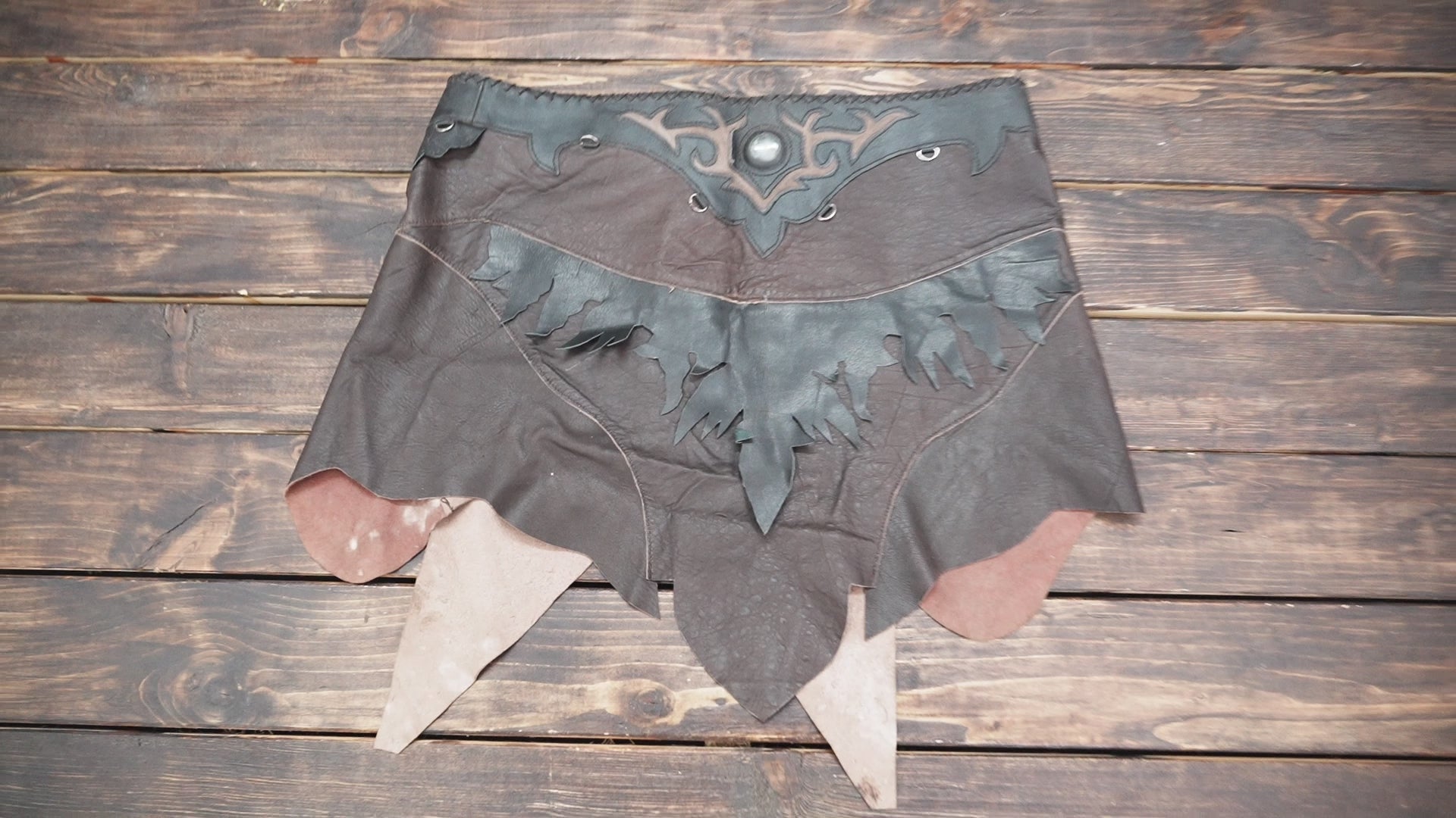 Genuine leather wrap belt skirt for women with tribal detailing