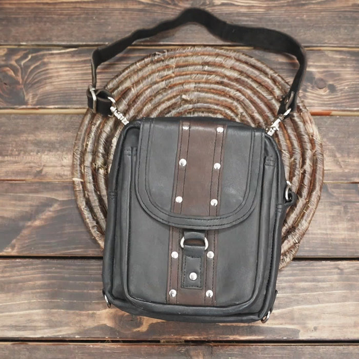 Handmade leather crossbody pouch for festivals and travel