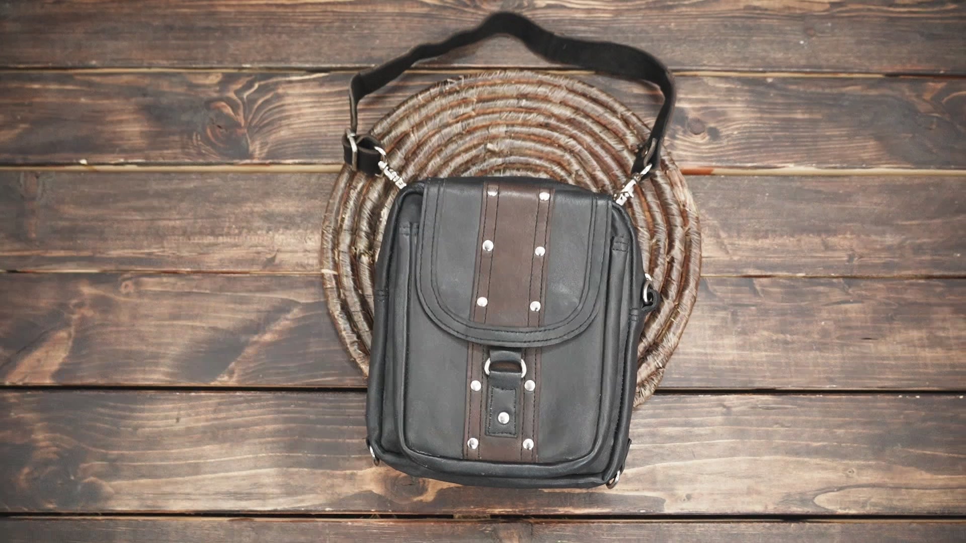 Handmade leather crossbody pouch for festivals and travel